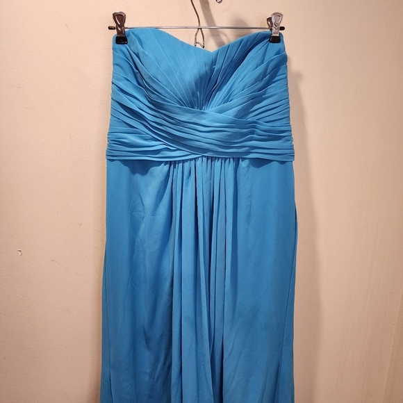 David's BRIDAL Blue Malibu Bridemaid Strapples Floor Length Wedding dress 12 - Picture 7 of 13